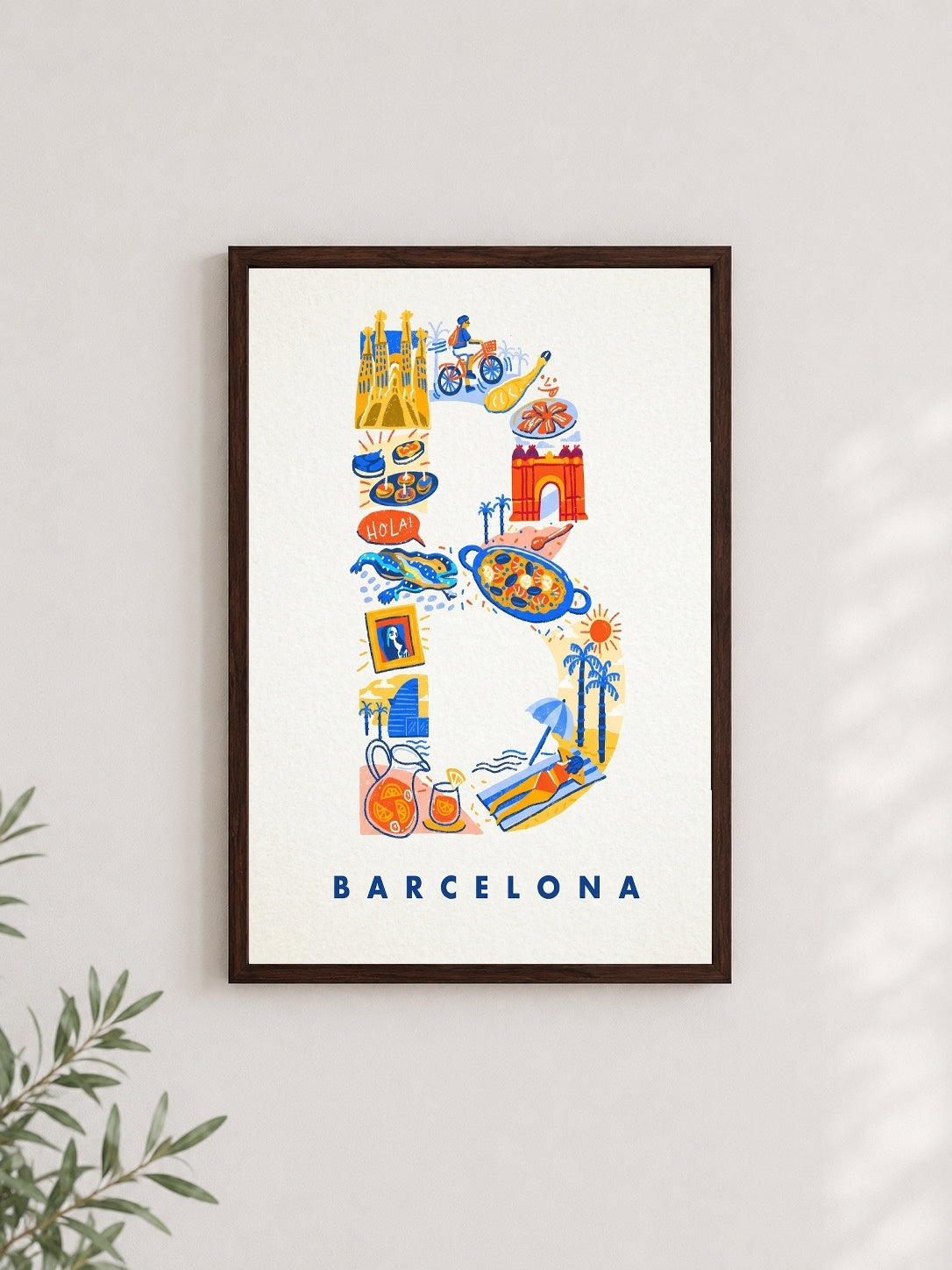 Barcelona Detayları – Modern Çerçeveli Poster — Ceviz Çerçeve — TabloLab
