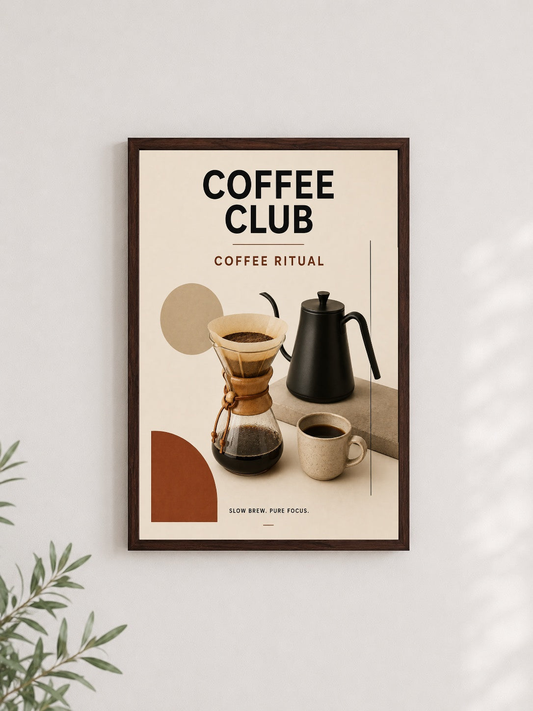 Coffee Ritual – Modern Çerçeveli Poster — Ceviz Çerçeve — TabloLab