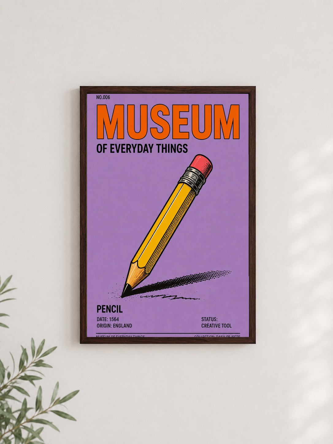 Günlük Objeler Müzesi – Retro Çerçeveli Poster — Ceviz Çerçeve — TabloLab