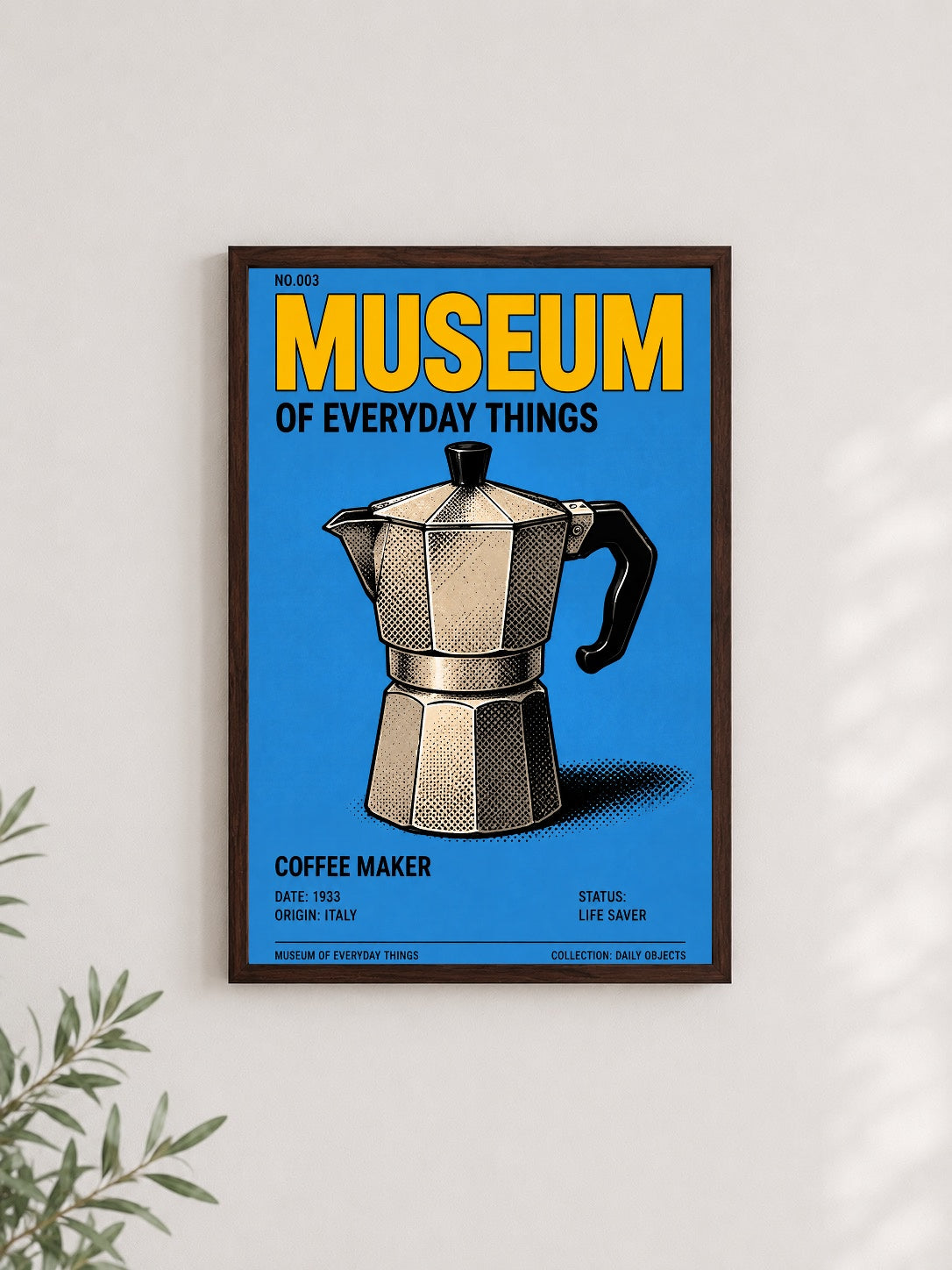 Kahve Makinesi – Vintage Çerçeveli Poster — Ceviz Çerçeve — TabloLab
