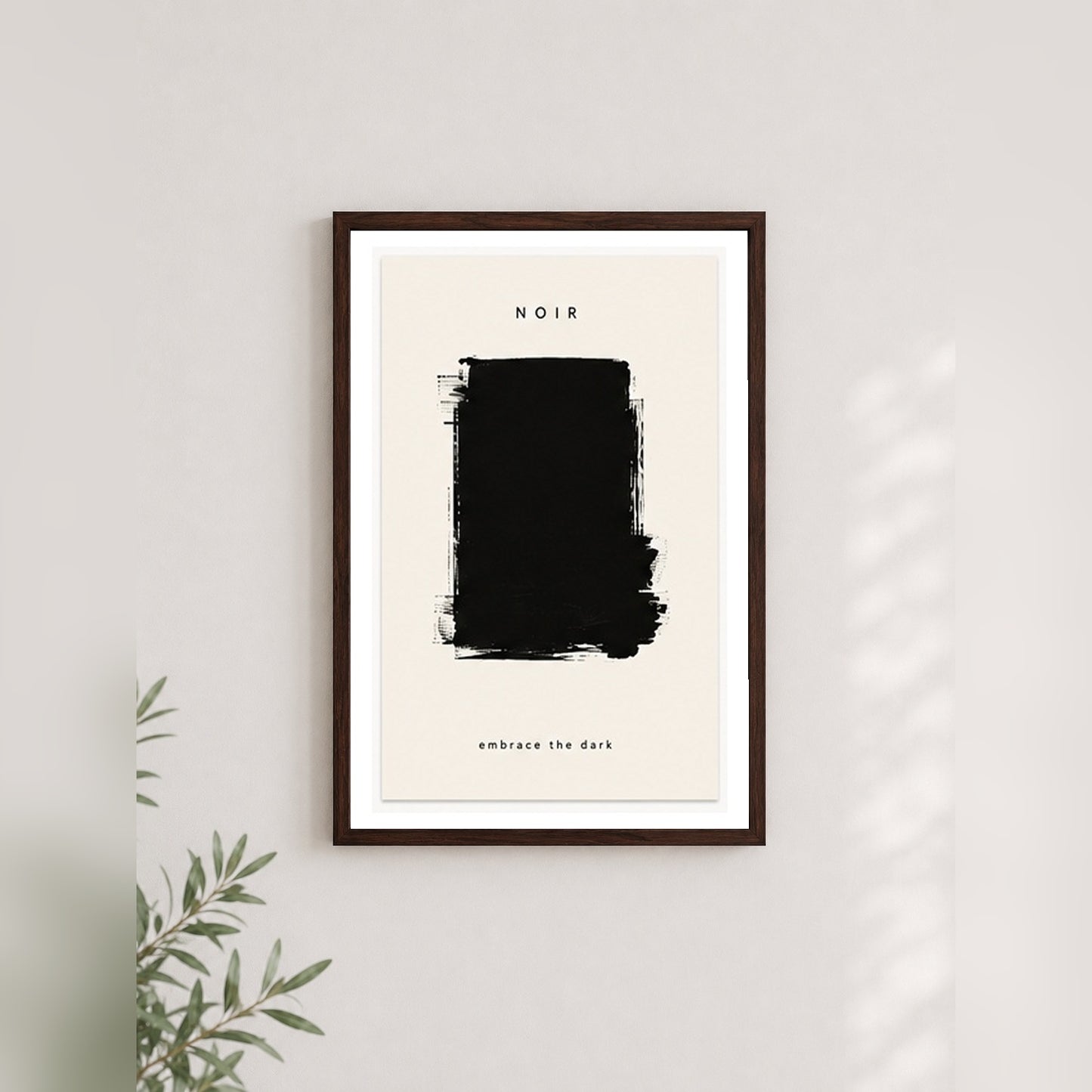 Karanlığın Sade Çekiciliği – Minimal Çerçeveli Poster — Ceviz — Paspartulu — TabloLab