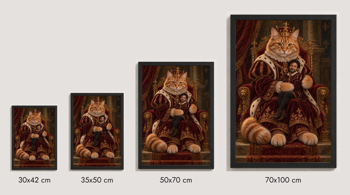 Kedimin İnsanı — 30×42, 35×50, 50×70 ve 70×100 cm ölçü karşılaştırması