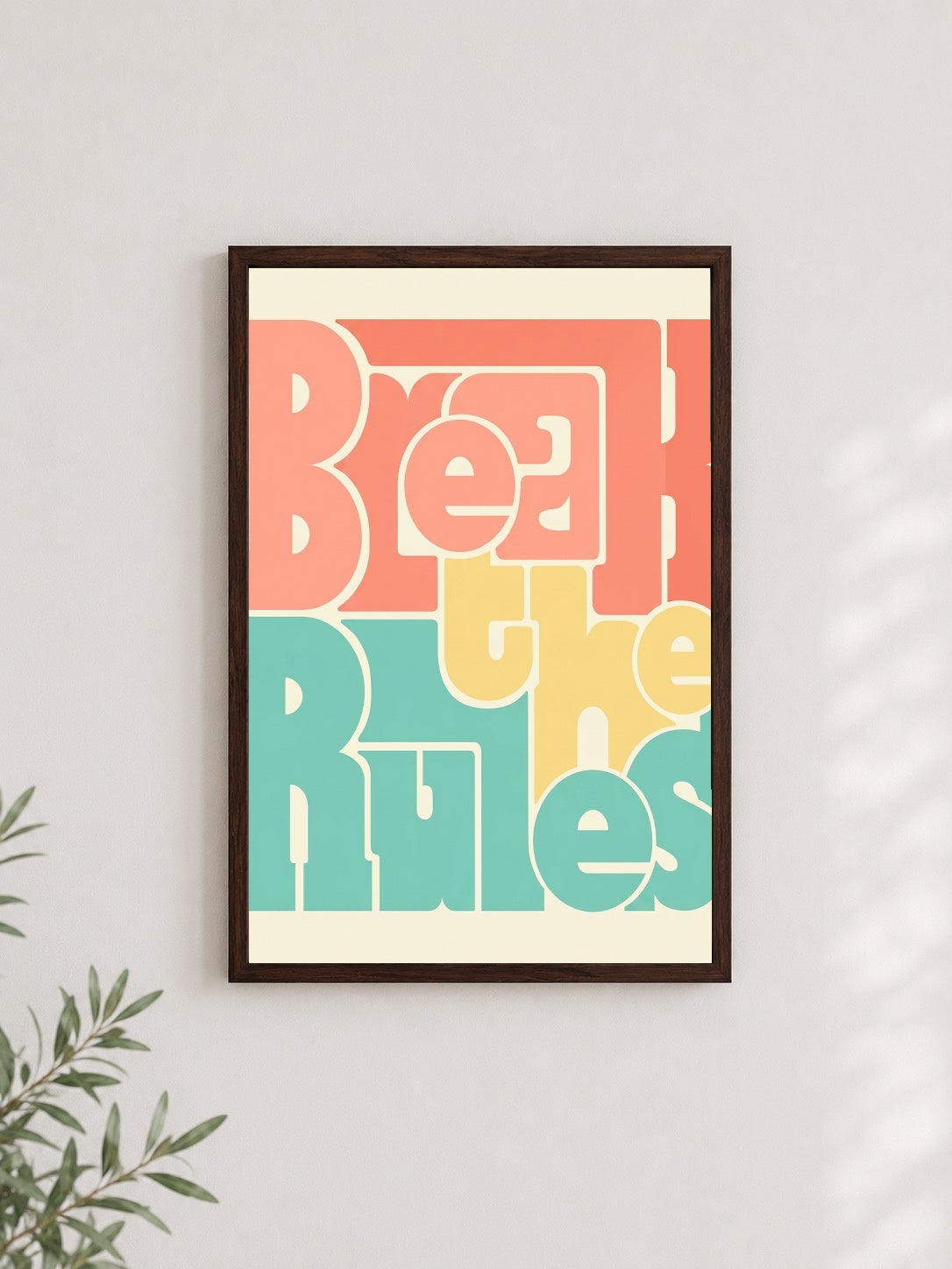 Kuralları Esnet – Retro Tipografi Çerçeveli Poster — Ceviz Çerçeve — TabloLab