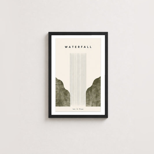Let It Flow – Minimal Çerçeveli Poster — Siyah — Paspartulu — TabloLab