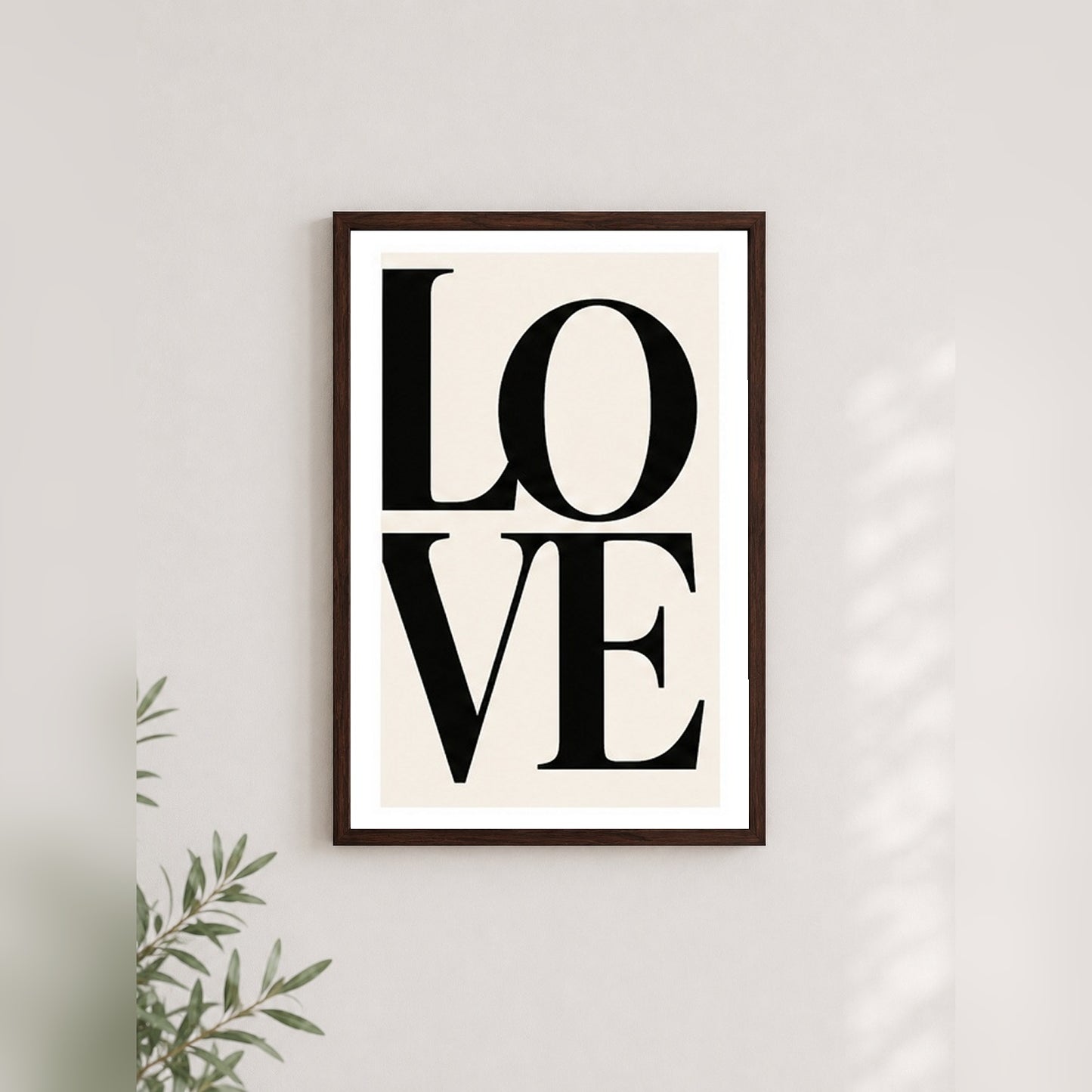 Love Harfleri – Modern Çerçeveli Poster — Ceviz — Beyaz Kenarlı — TabloLab