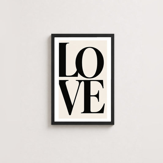 Love Harfleri – Modern Çerçeveli Poster — Siyah — Beyaz Kenarlı — TabloLab