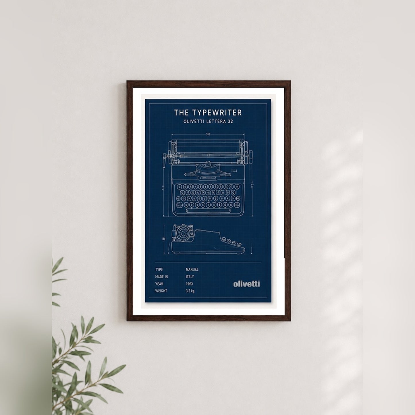 Mekanik Şıklık – Teknik Çizim Çerçeveli Poster — Ceviz — Paspartulu — TabloLab