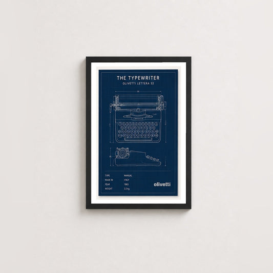 Mekanik Şıklık – Teknik Çizim Çerçeveli Poster — Siyah — Paspartulu — TabloLab
