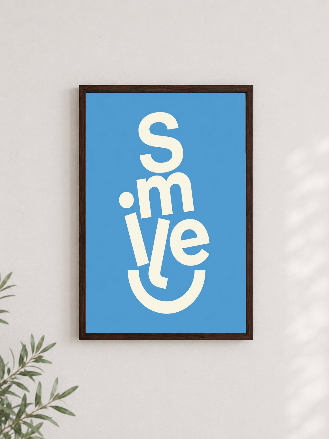 Mutlu Kelimeler – Minimalist Çerçeveli Poster — Ceviz Çerçeve — TabloLab