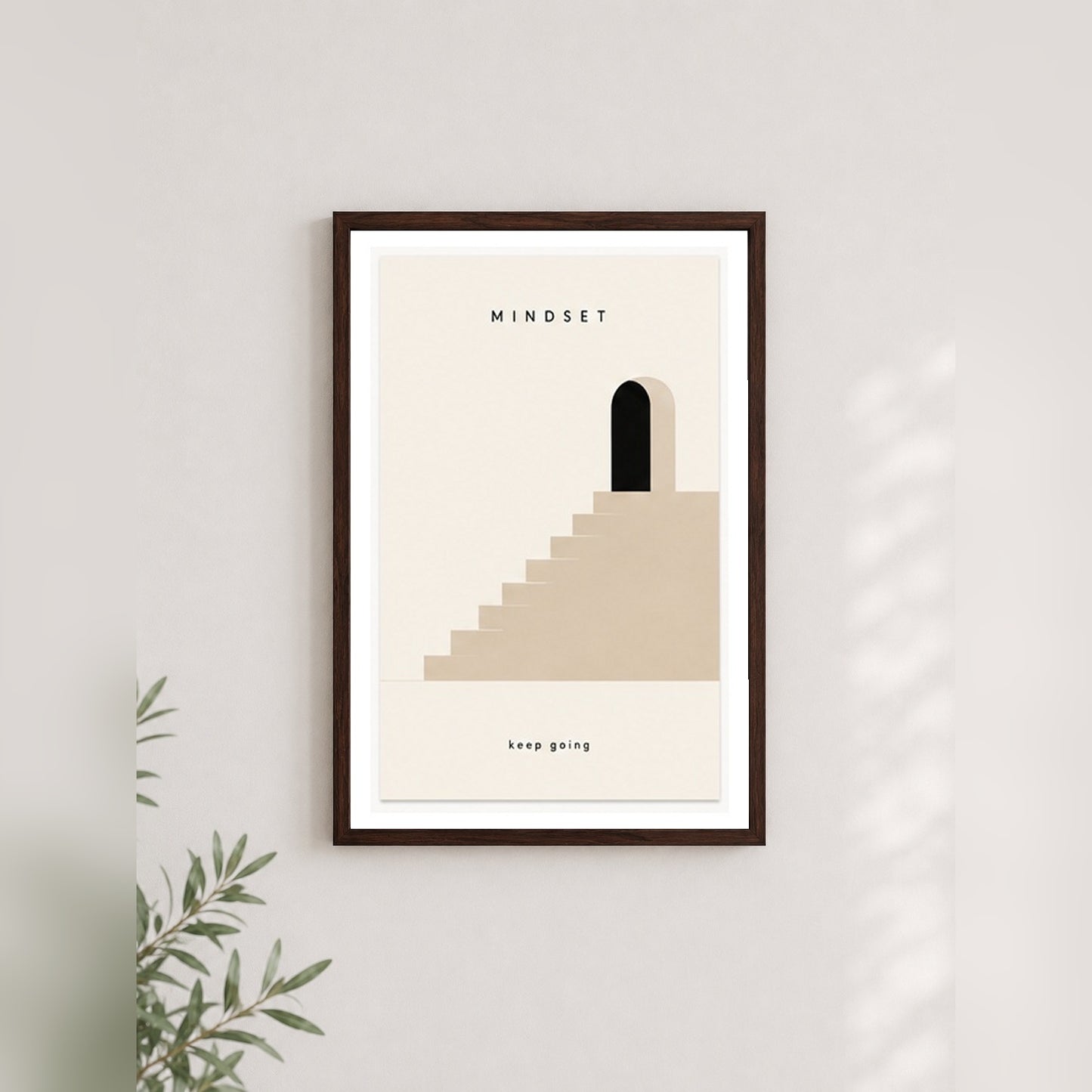 Zihin Basamakları – Minimal Çerçeveli Poster — Ceviz — Paspartulu — TabloLab