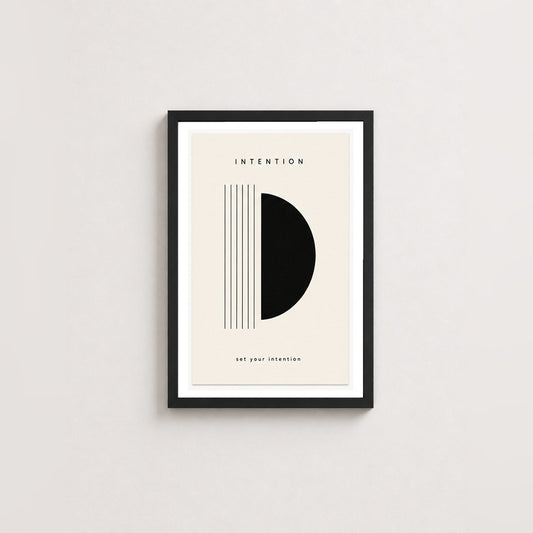 Zihin ve Hedef – Minimal Çerçeveli Poster — Siyah — Paspartulu — TabloLab