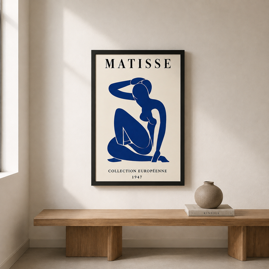 Matisse Mavi Figür – Modern Çerçeveli Poster — Çerçeveli Poster — TabloLab