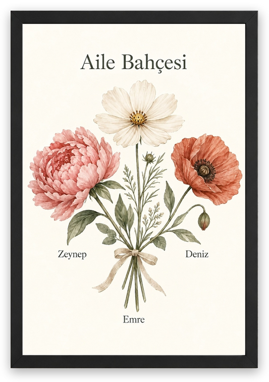 Aile Bahçesi Tasarımı — Siyah — Tam Baskı — TabloLab