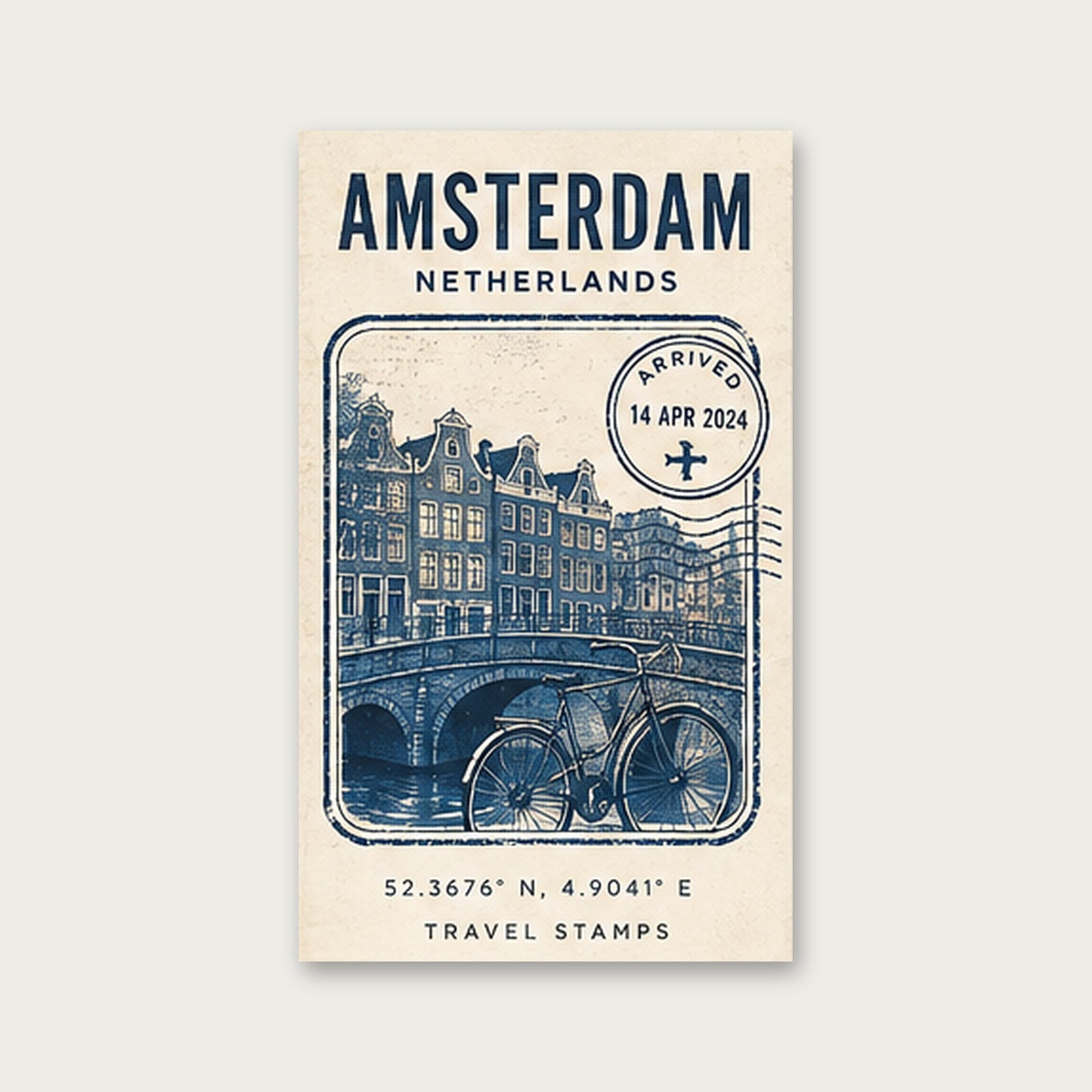 Amsterdam'da Bir Anı – Vintage Çerçeveli Poster — Çerçevesiz — Paspartusuz — TabloLab