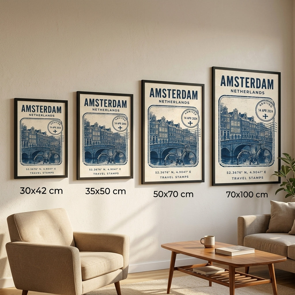 Amsterdam'da Bir Anı – Vintage Çerçeveli Poster — Siyah — Paspartusuz — TabloLab