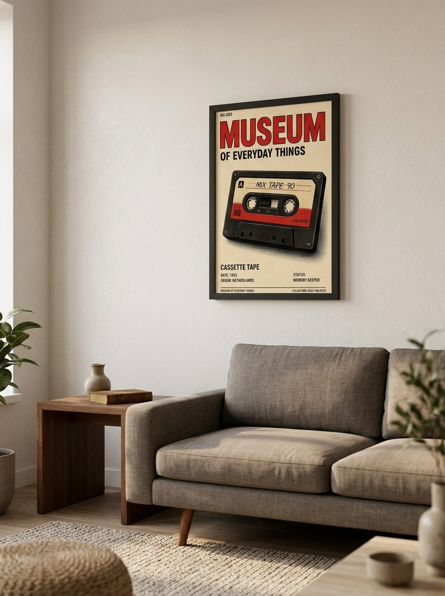 Anılarla Dolu Mixtape – Vintage Çerçeveli Poster — Siyah Çerçeve — TabloLab