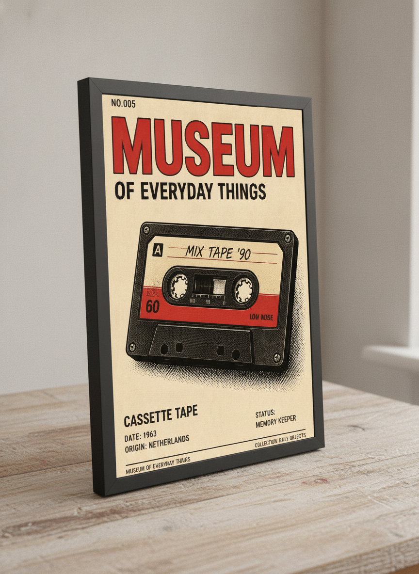 Anılarla Dolu Mixtape – Vintage Çerçeveli Poster — Siyah Çerçeve — TabloLab