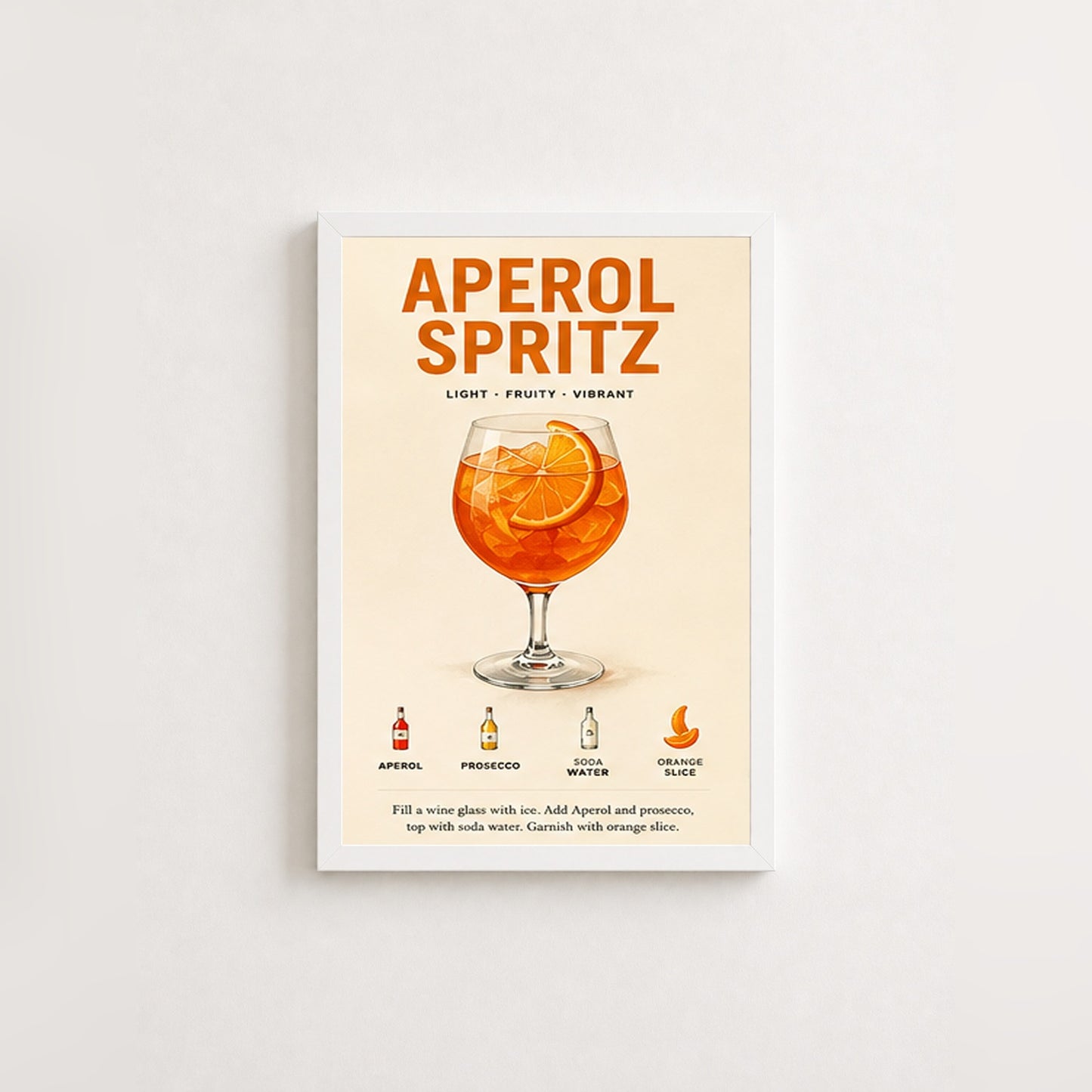 Aperol Spritz Keyfi – Retro Poster — Beyaz — Paspartusuz — TabloLab