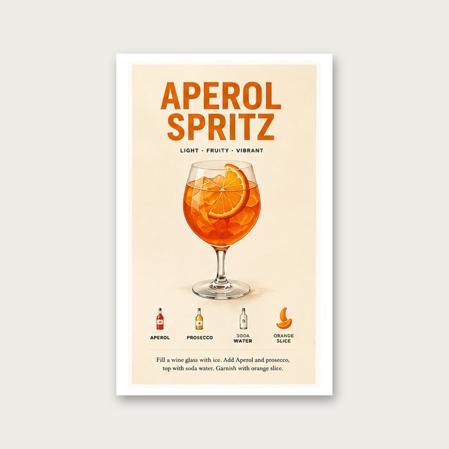 Aperol Spritz Keyfi – Retro Poster — Çerçevesiz — Paspartulu — TabloLab