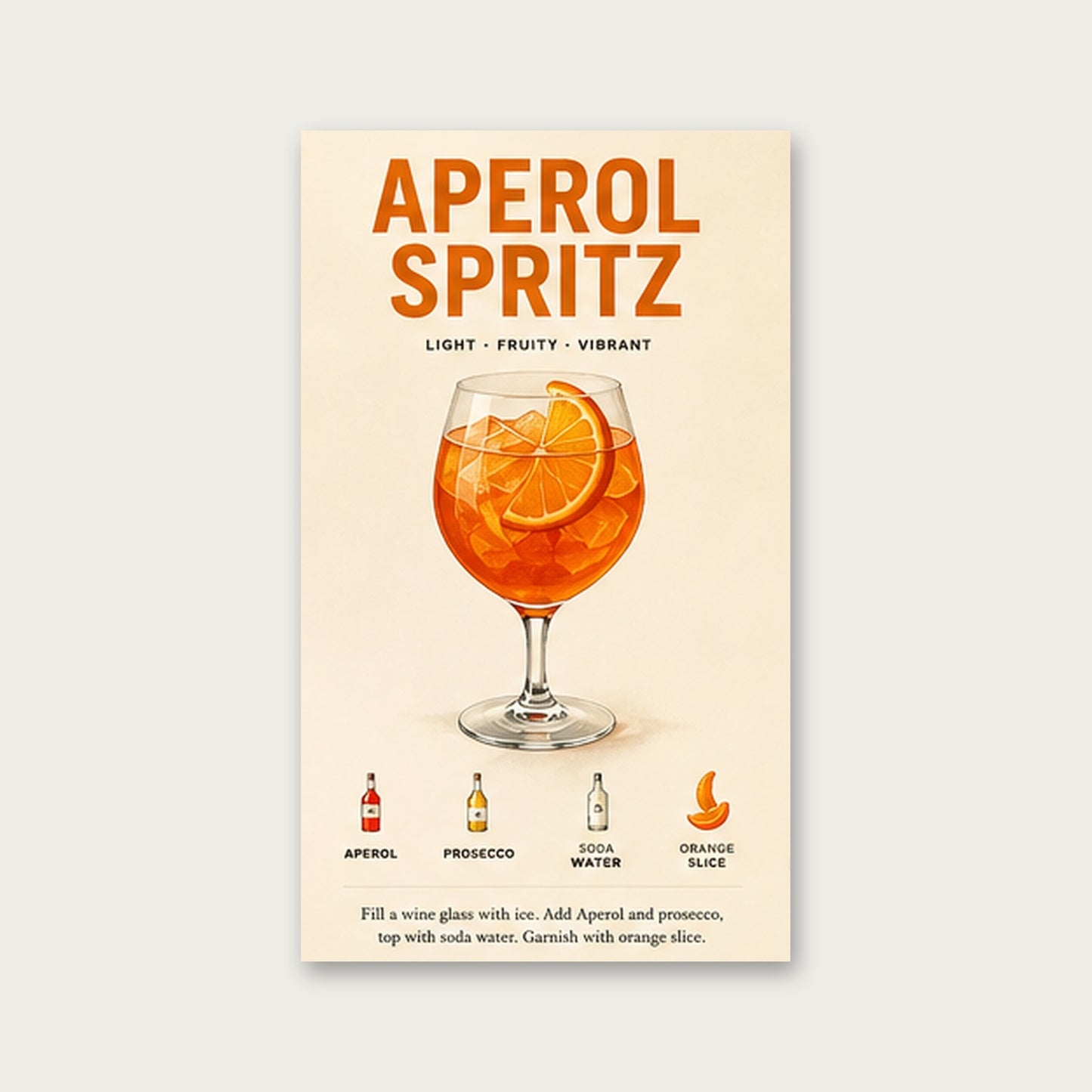 Aperol Spritz Keyfi – Retro Poster — Çerçevesiz — Paspartusuz — TabloLab