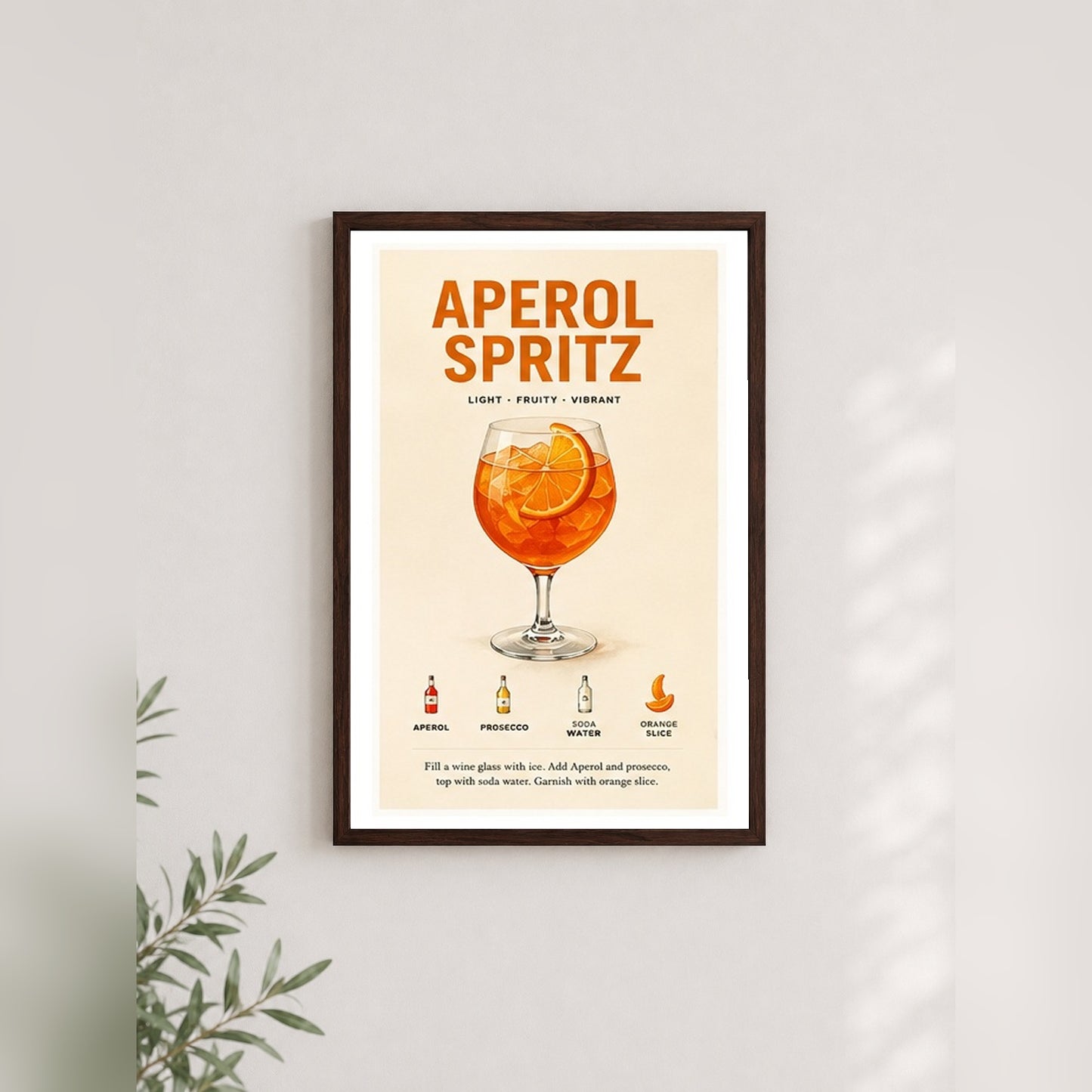 Aperol Spritz Keyfi – Retro Poster — Ceviz — Paspartulu — TabloLab