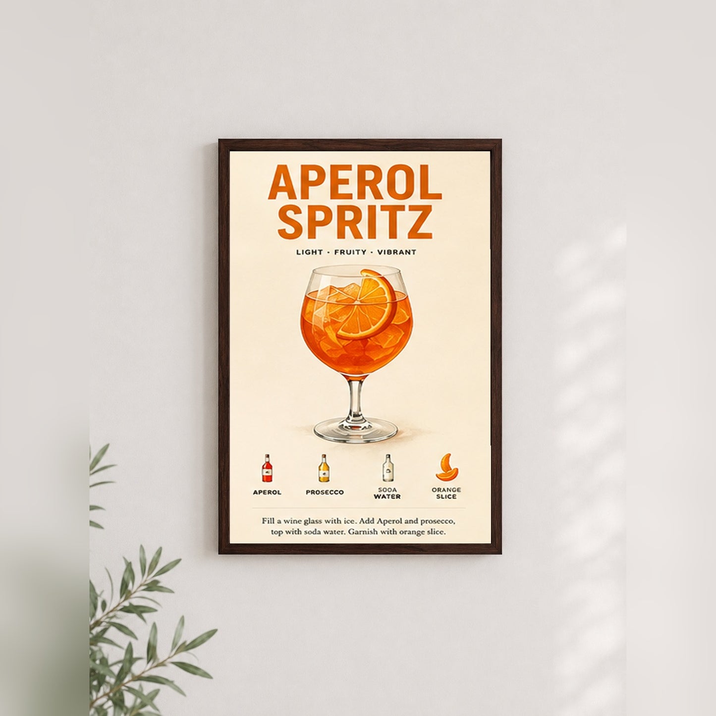 Aperol Spritz Keyfi – Retro Poster — Ceviz — Paspartusuz — TabloLab