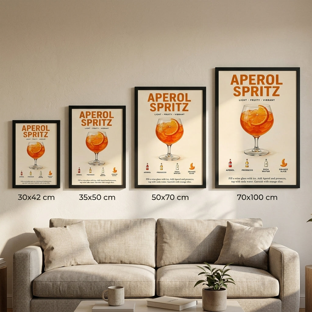 Aperol Spritz Keyfi – Retro Poster — Siyah — Paspartusuz — TabloLab