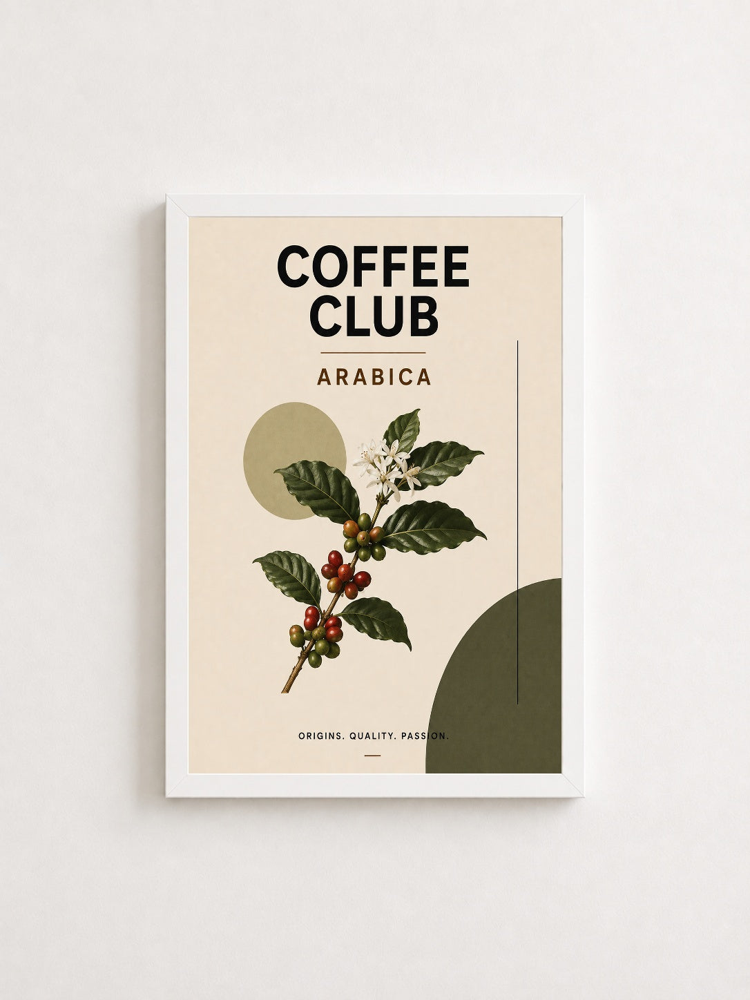 Arabica Kahve – Modern Çerçeveli Poster — Beyaz Çerçeve — TabloLab