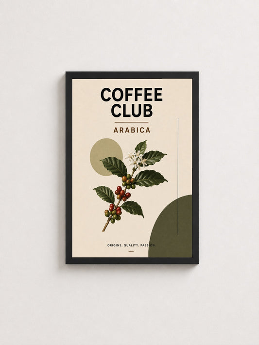 Arabica Kahve – Modern Çerçeveli Poster — Siyah Çerçeve — TabloLab