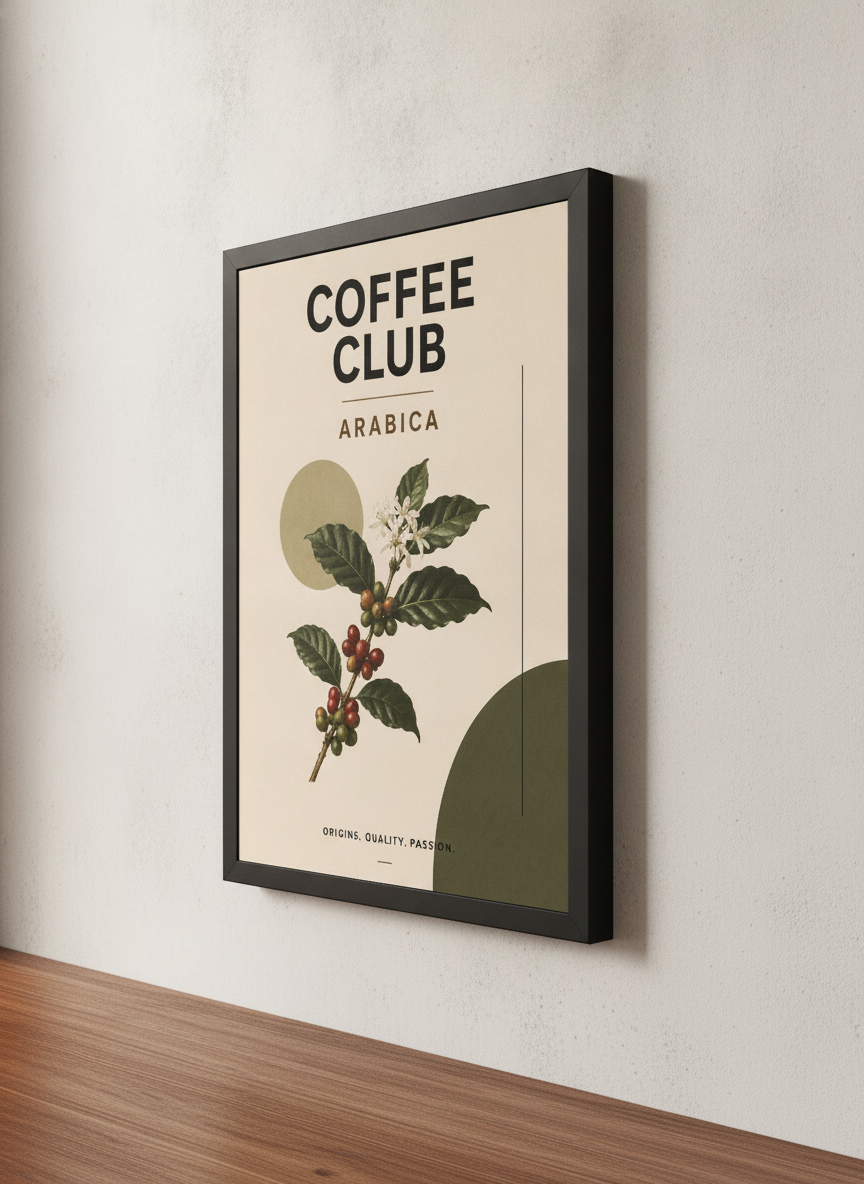 Arabica Kahve – Modern Çerçeveli Poster — Siyah Çerçeve — TabloLab