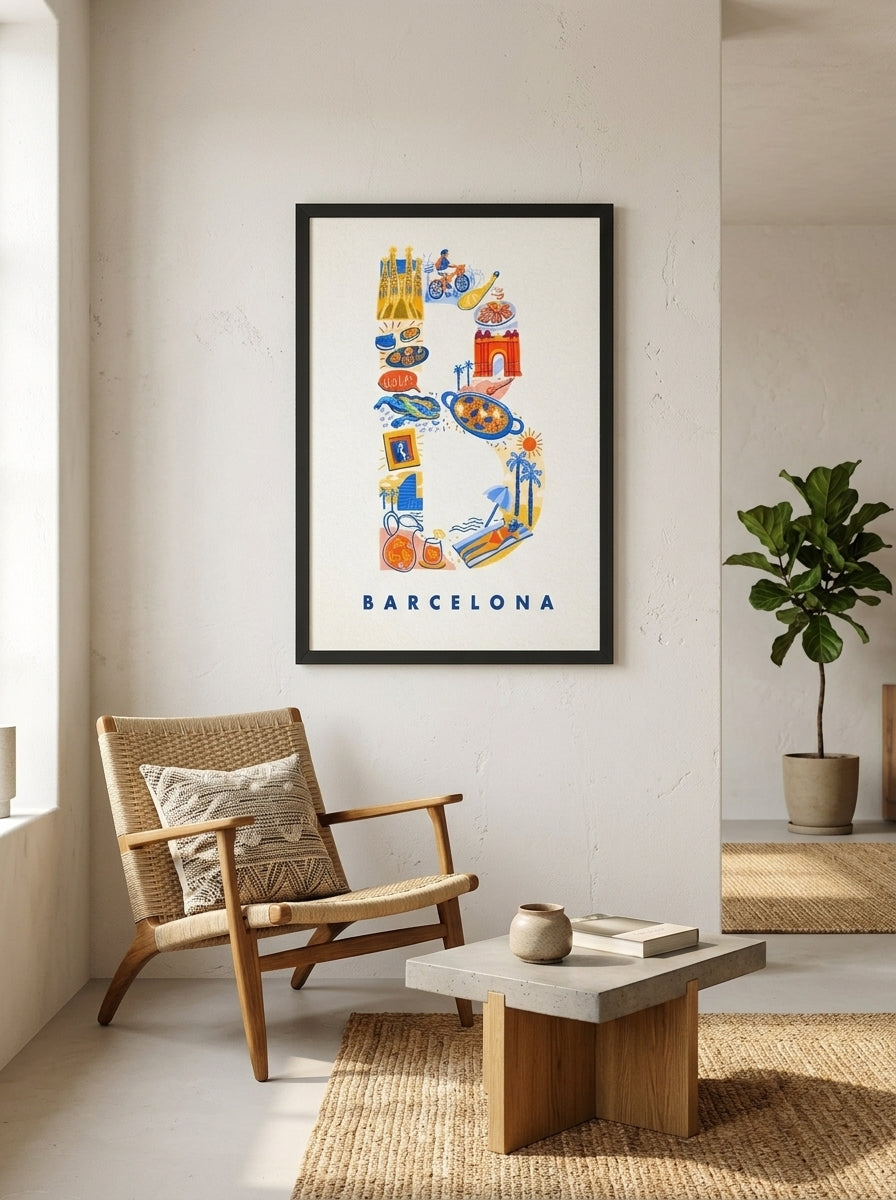 Barcelona Detayları – Modern Çerçeveli Poster — Siyah Çerçeve — TabloLab