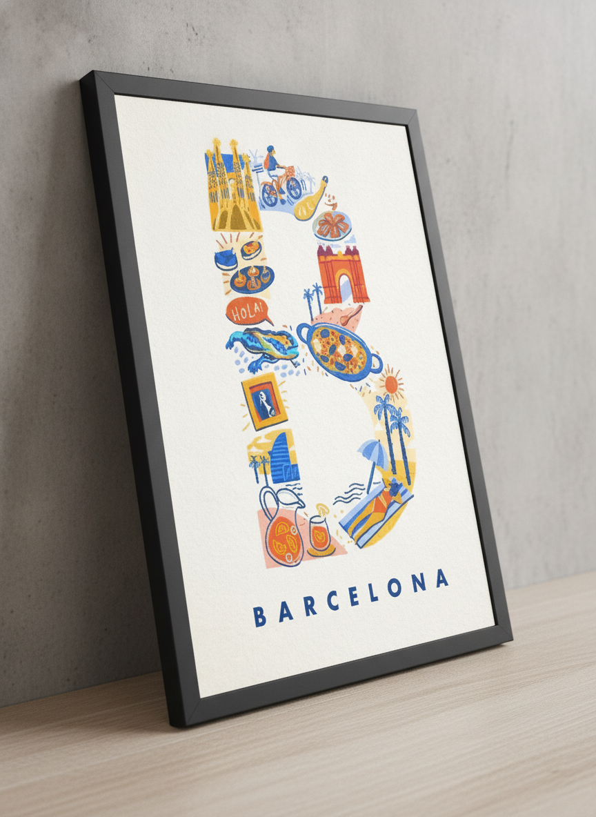 Barcelona Detayları – Modern Çerçeveli Poster — Siyah Çerçeve — TabloLab