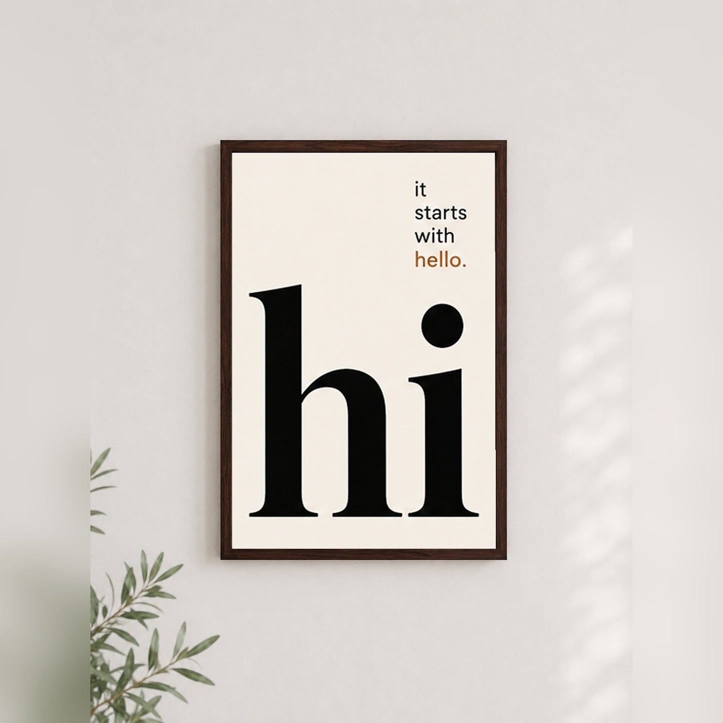 Başlangıç - Tipografi Çerçeveli Poster — Ceviz — Tam Baskı — TabloLab