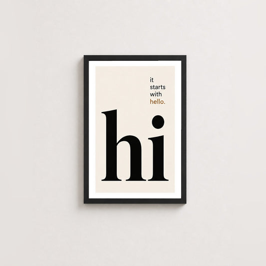 Başlangıç - Tipografi Çerçeveli Poster — Siyah — Beyaz Kenarlı — TabloLab