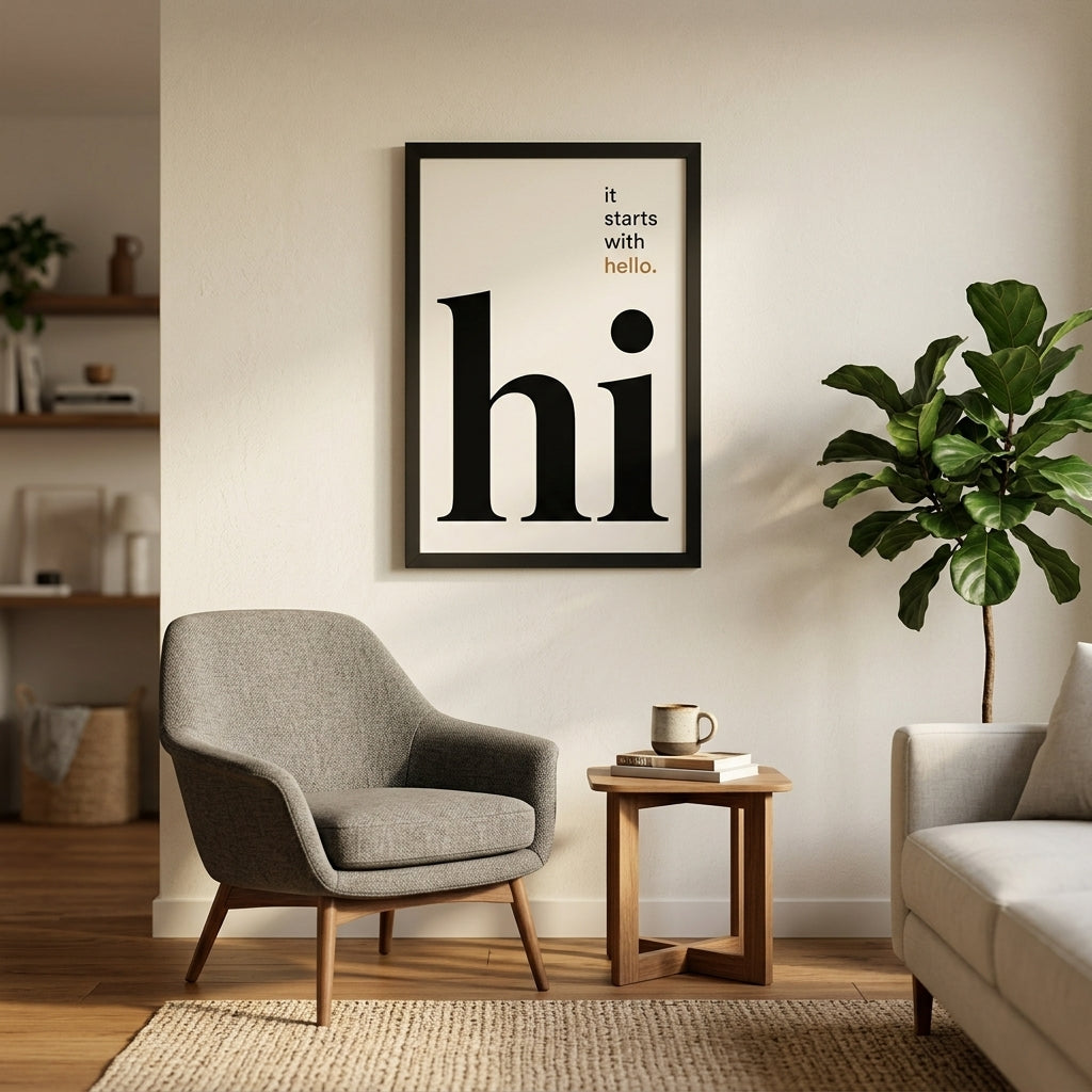 Başlangıç - Tipografi Çerçeveli Poster — Siyah — Tam Baskı — TabloLab