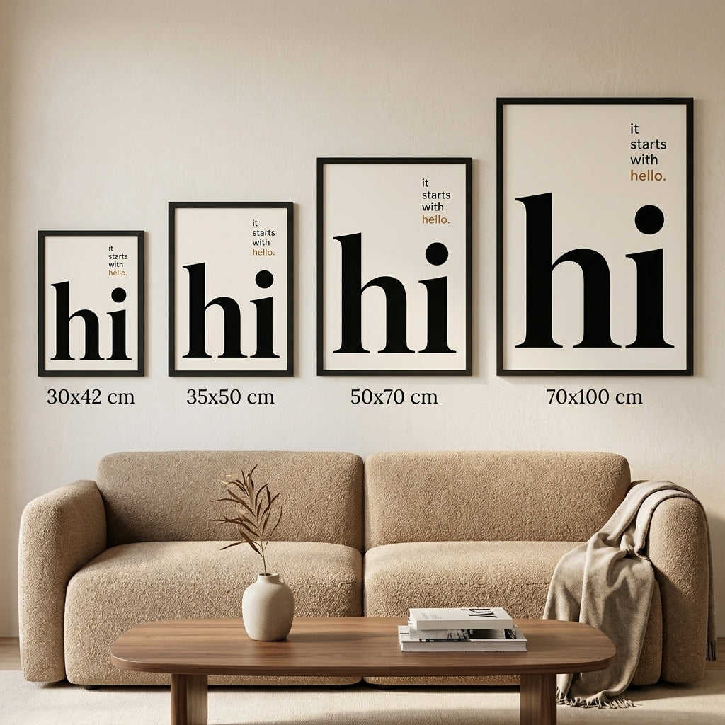 Başlangıç - Tipografi Çerçeveli Poster — Siyah — Tam Baskı — TabloLab