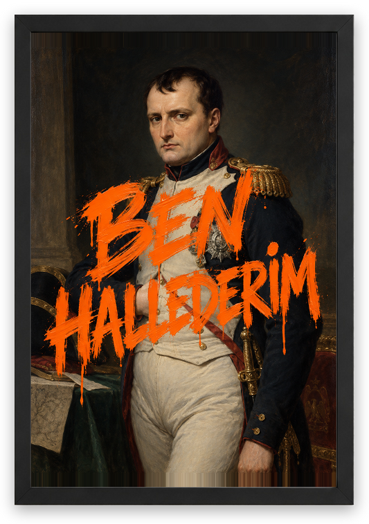 Ben Hallederim — Napolyon — özgün eser üzeri yazılı hazır tasarım, Siyah çerçeve