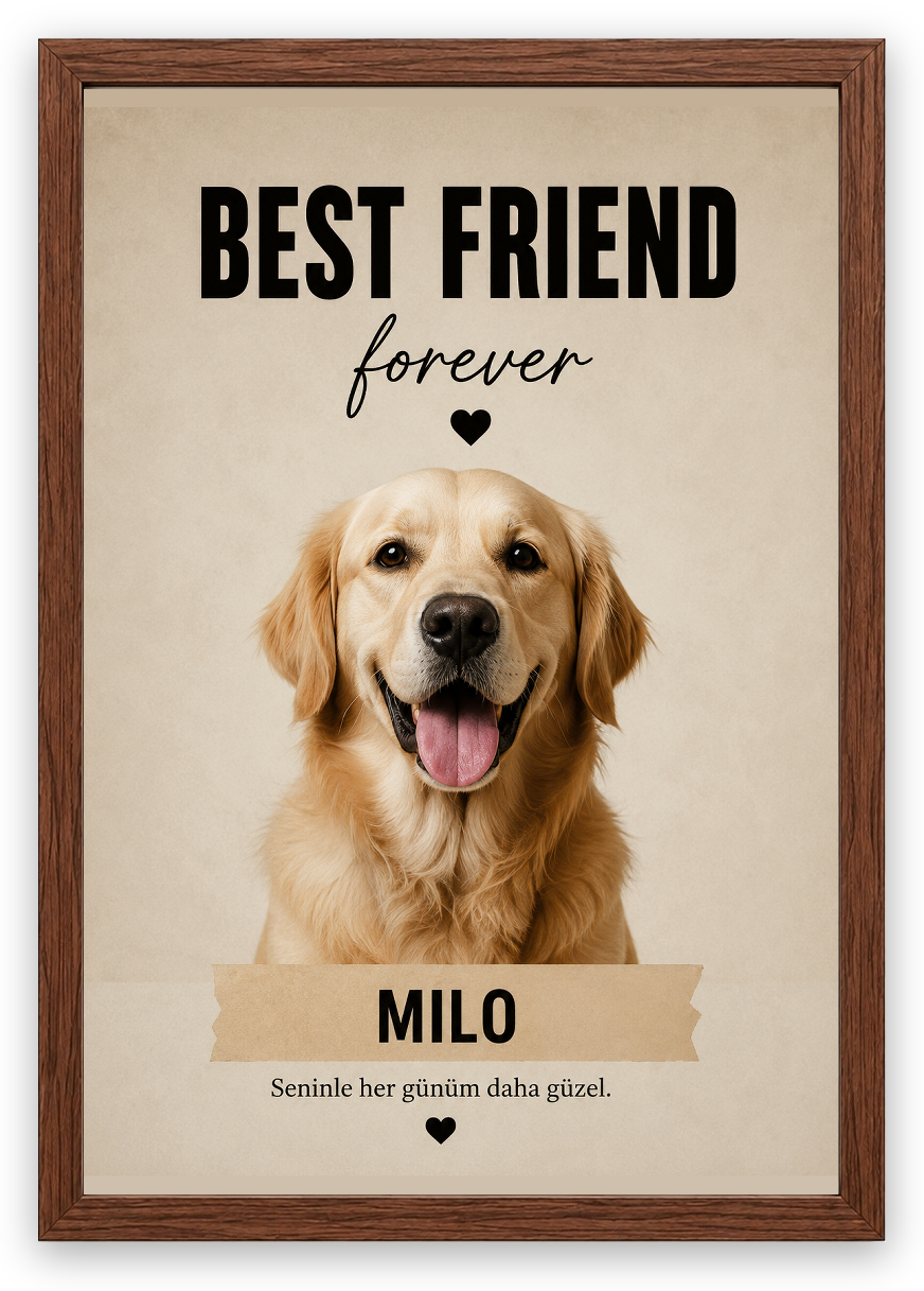 Best Friend Forever - Kişiselleştirilebilir Tablo — Ceviz Çerçeve — TabloLab