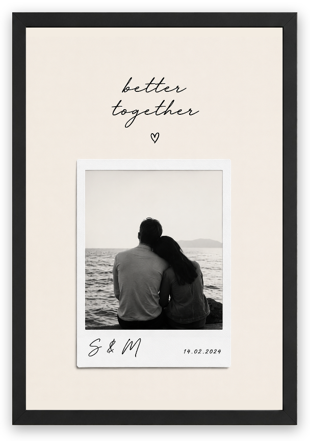 Better Together – Kişiye Özel Çift Posteri — Siyah — TabloLab