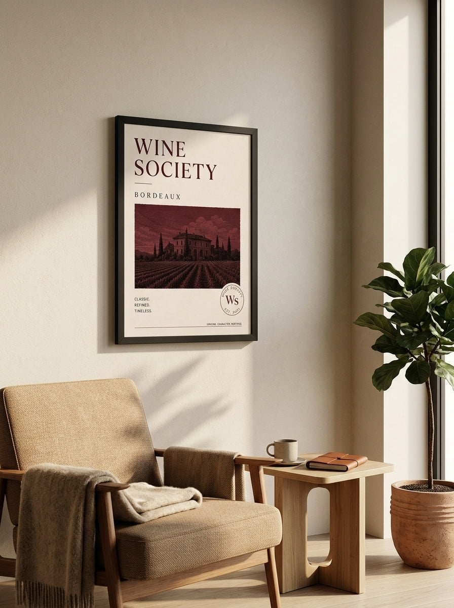 Bordeaux Bağları – Klasik Çerçeveli Poster — Siyah Çerçeve — TabloLab