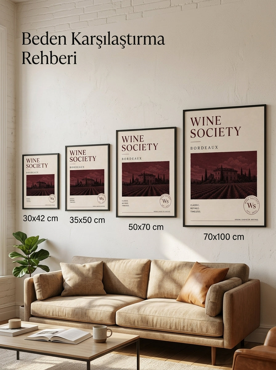 Bordeaux Bağları – Klasik Çerçeveli Poster — Siyah Çerçeve — TabloLab