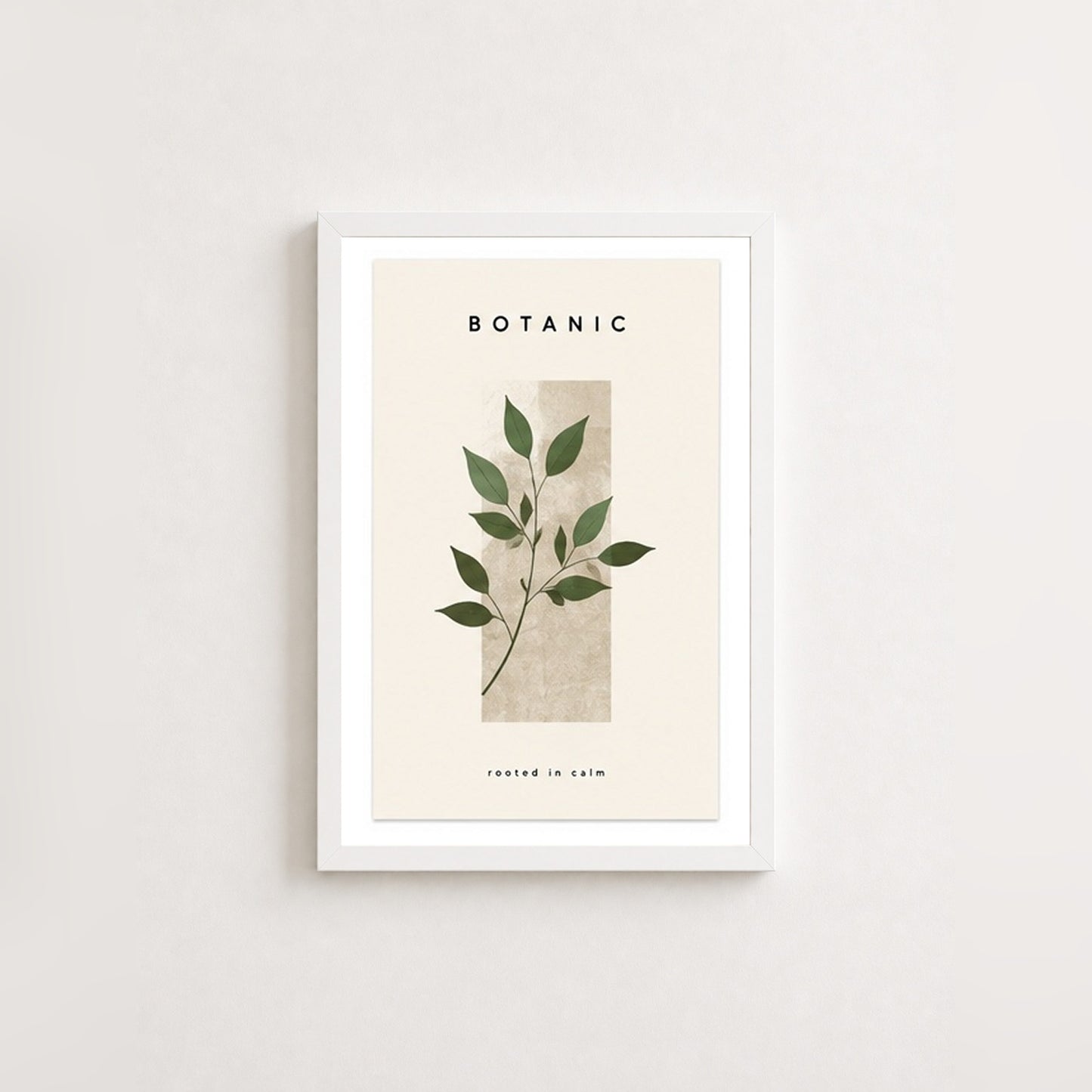 Botanik Sakinlik – Modern Çerçeveli Poster — Beyaz — Paspartulu — TabloLab
