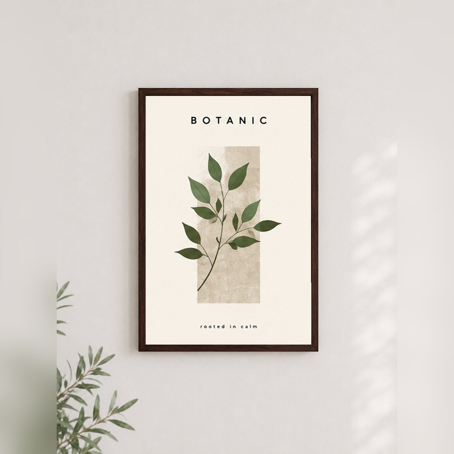 Botanik Sakinlik – Modern Çerçeveli Poster — Ceviz — Paspartusuz — TabloLab
