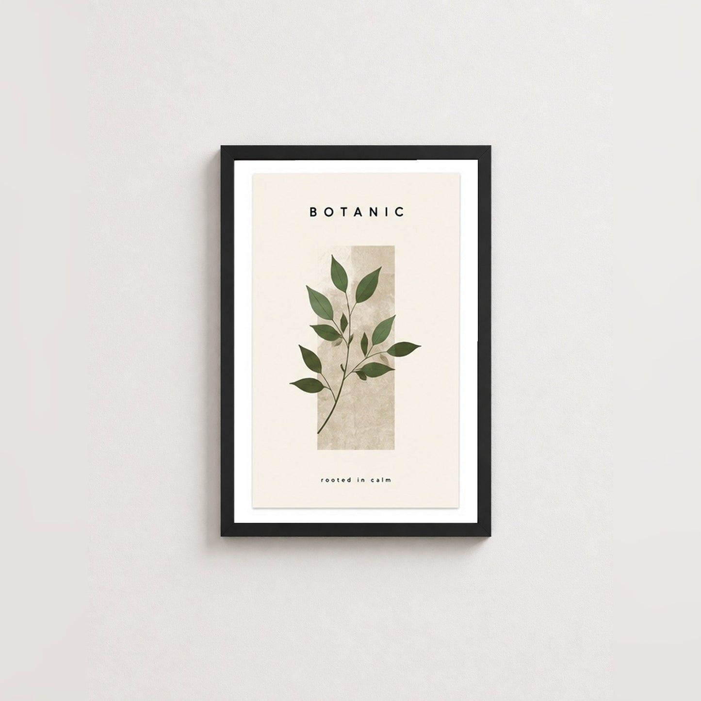 Botanik Sakinlik – Modern Çerçeveli Poster — Siyah — Paspartulu — TabloLab