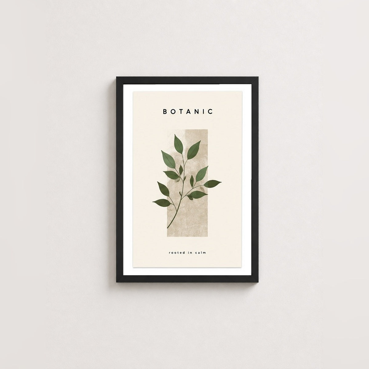 Botanik Sakinlik – Modern Çerçeveli Poster — Siyah — Paspartulu — TabloLab
