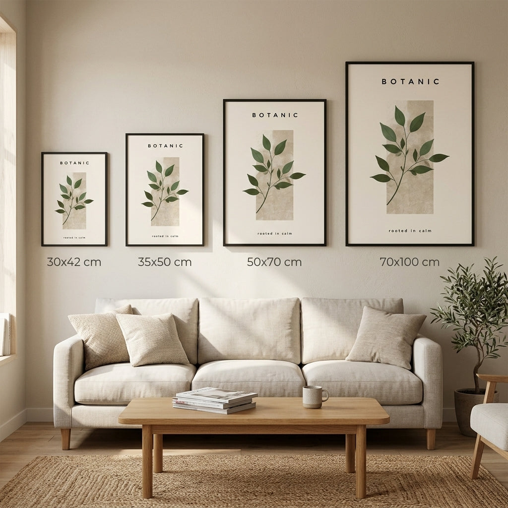 Botanik Sakinlik – Modern Çerçeveli Poster — Siyah — Paspartusuz — TabloLab