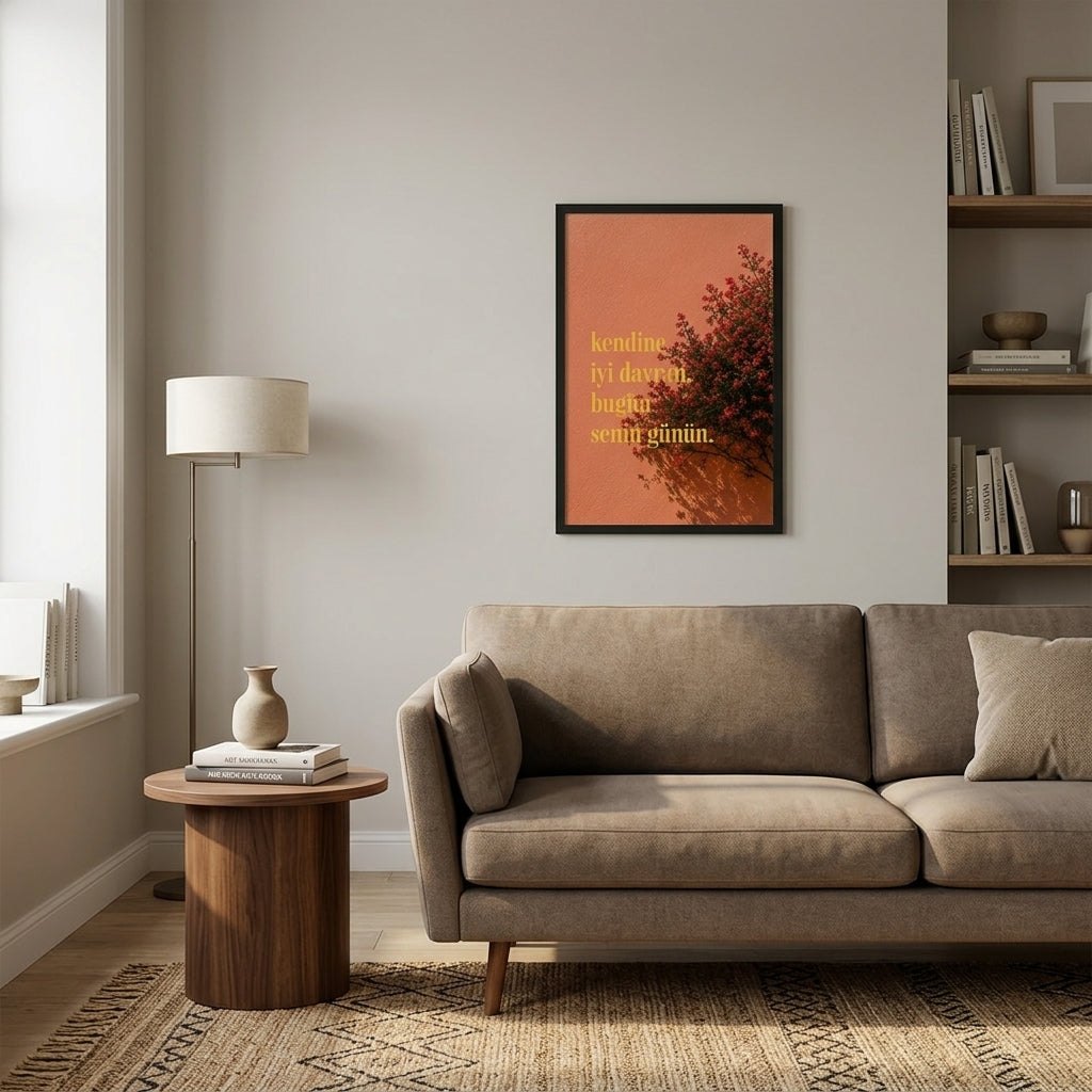 Bugün Senin Günün – Minimal Çerçeveli Poster — Siyah — Tam Baskı — TabloLab