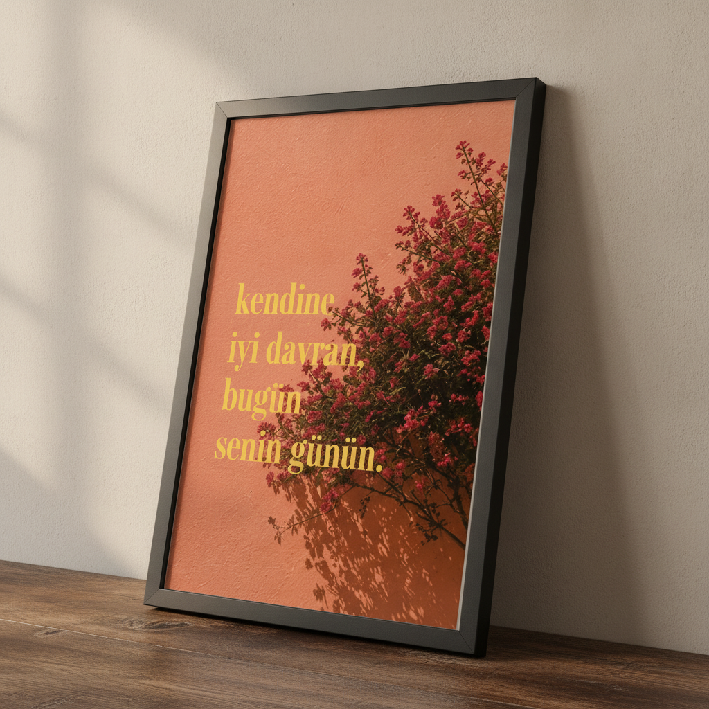 Bugün Senin Günün – Minimal Çerçeveli Poster — Siyah — Tam Baskı — TabloLab