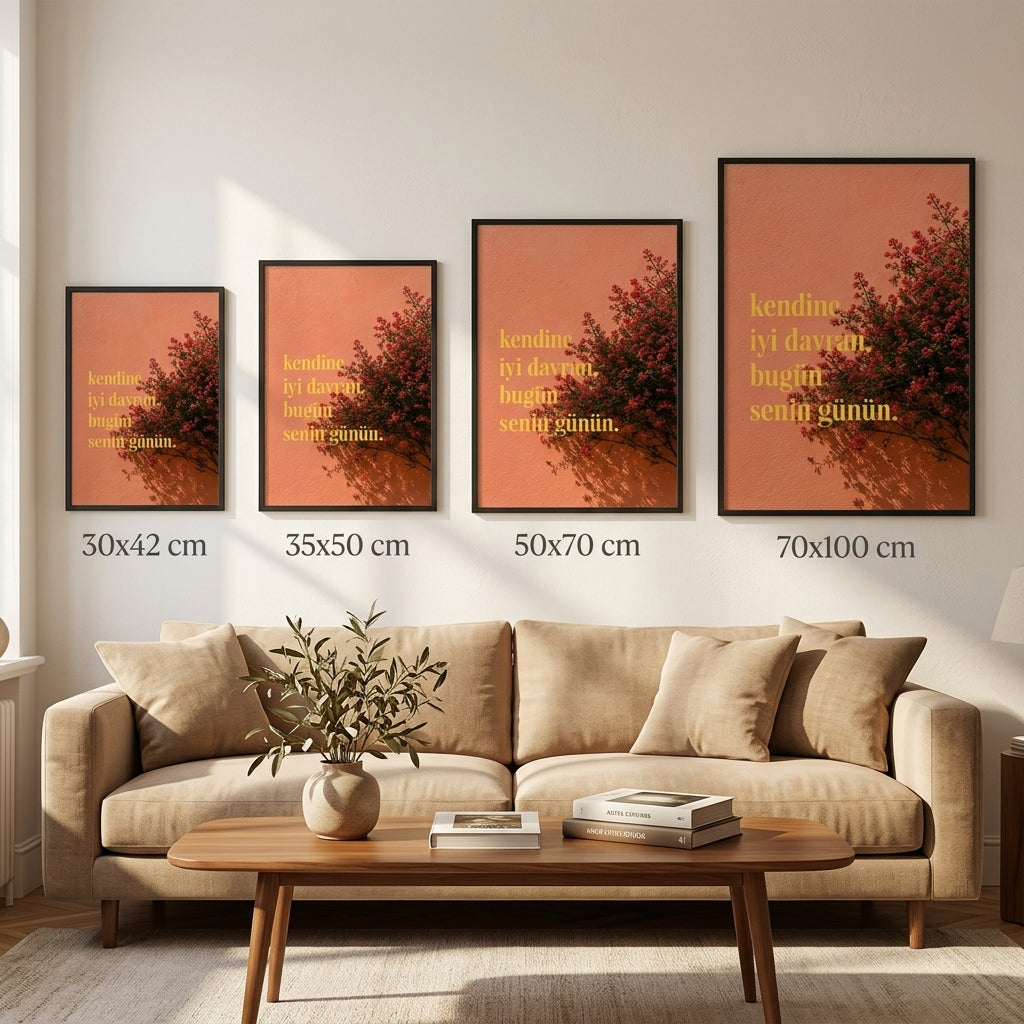 Bugün Senin Günün – Minimal Çerçeveli Poster — Siyah — Tam Baskı — TabloLab