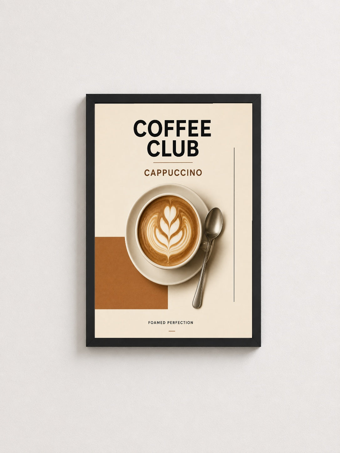 Coffee Club Cappuccino – Modern Çerçeveli Poster — Siyah Çerçeve — TabloLab